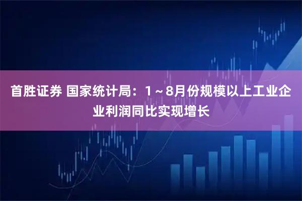 首胜证券 国家统计局：1～8月份规模以上工业企业利润同比实现增长