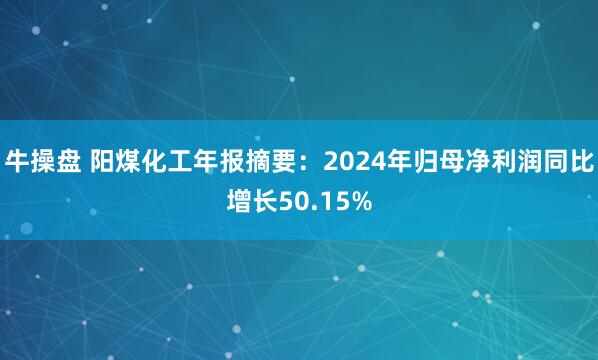 牛操盘 阳煤化工年报摘要：2024年归母净利润同比增长50.15%