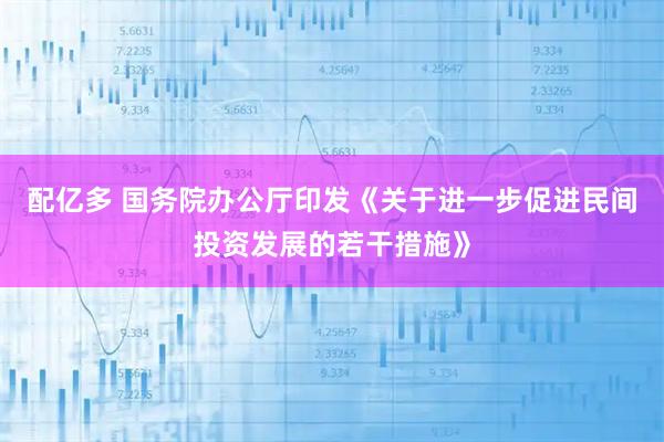 配亿多 国务院办公厅印发《关于进一步促进民间投资发展的若干措施》